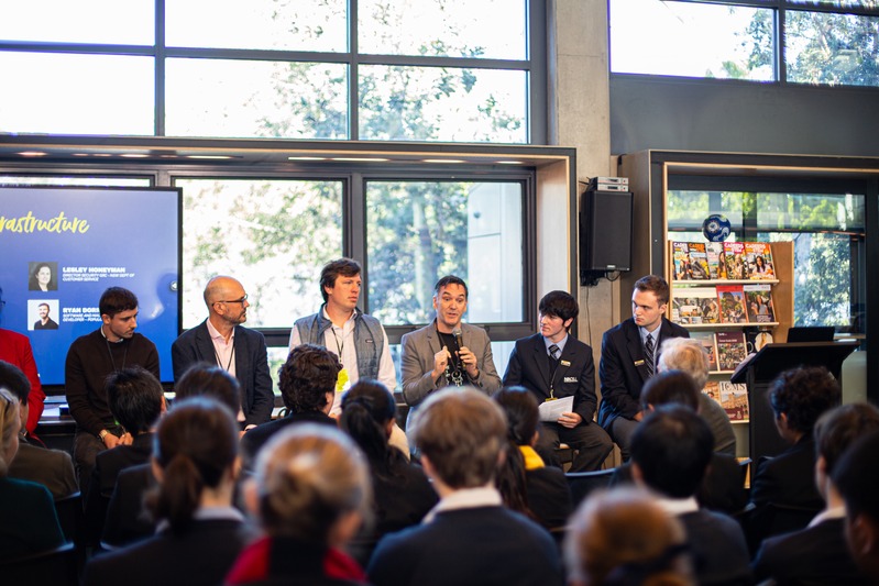 A panel of speakers answering questions from students at the NBCS summit.